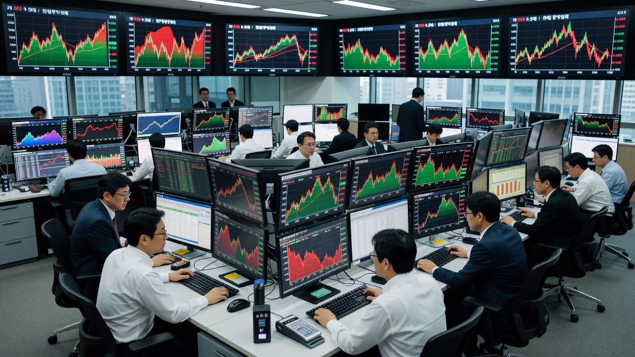코스피 사이드카 발동 조건을 보여주는 증시 트레이딩룸 장면