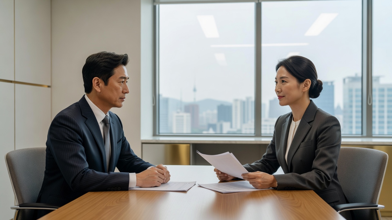 삼성 회장 재산 분할 합의 관련 이혼 조정 장면