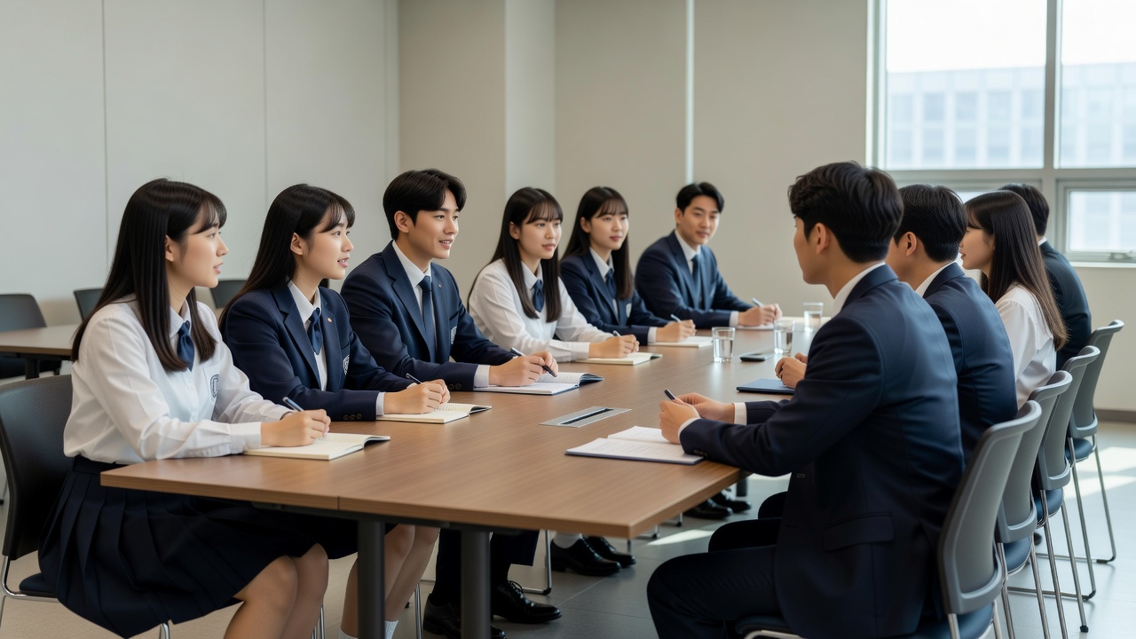조기취업형 계약학과 내신 3–6등급 학생들의 면접 준비 모습