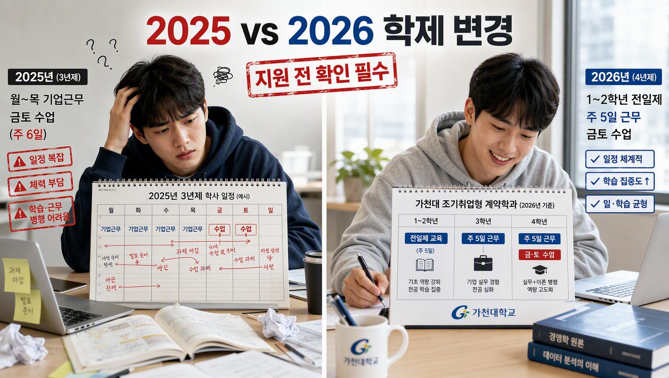 조기취업형 계약학과 가천대 지원 전 학제와 근무 규정을 확인해야 하는 이유