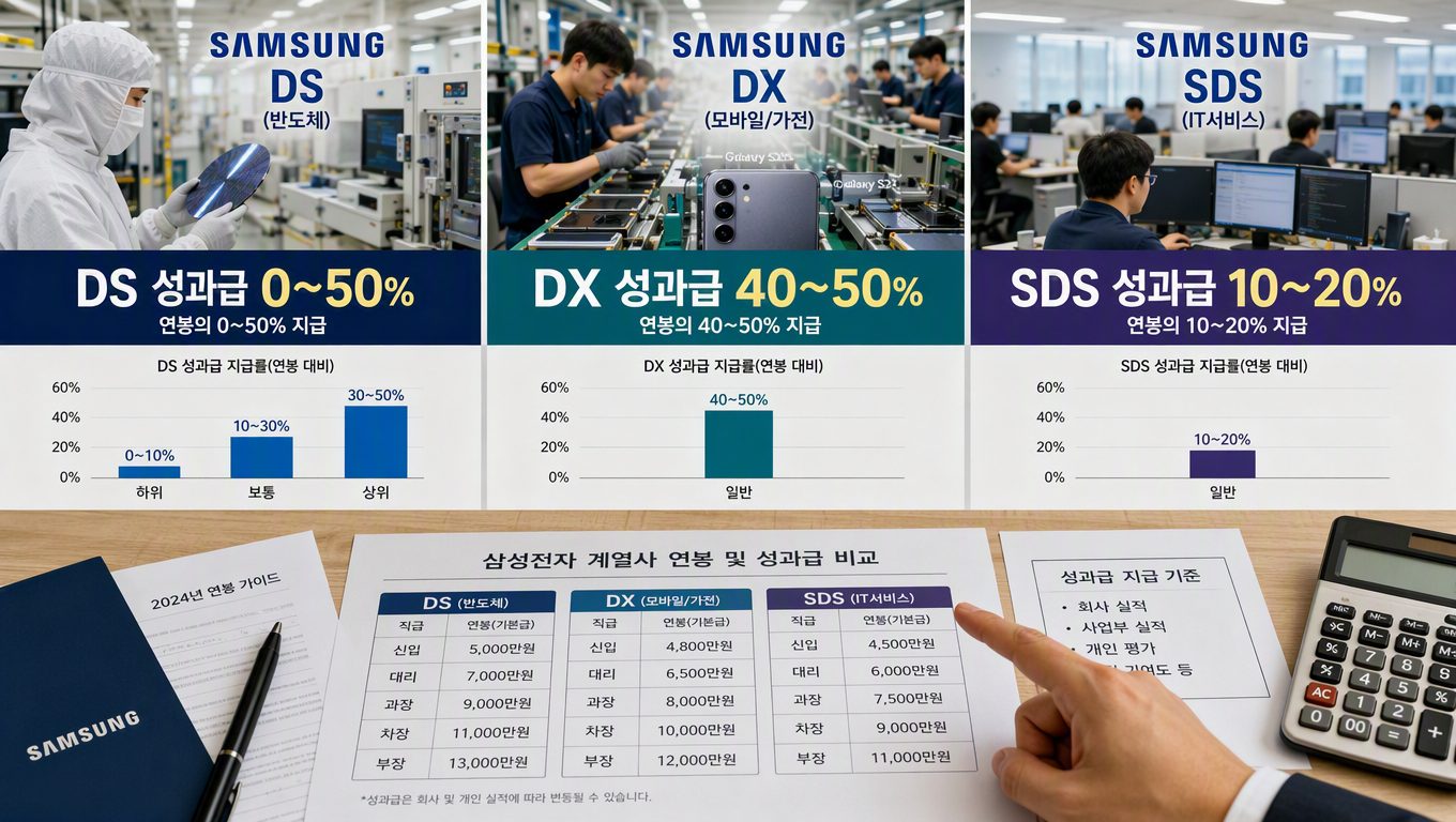 삼성 ds dx sds 사업부별 연봉 성과급 격차 비교