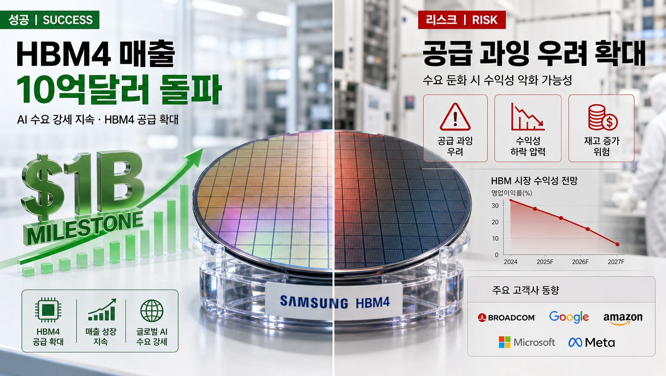 HBM4 매출 10억달러 돌파 이후 리스크 점검