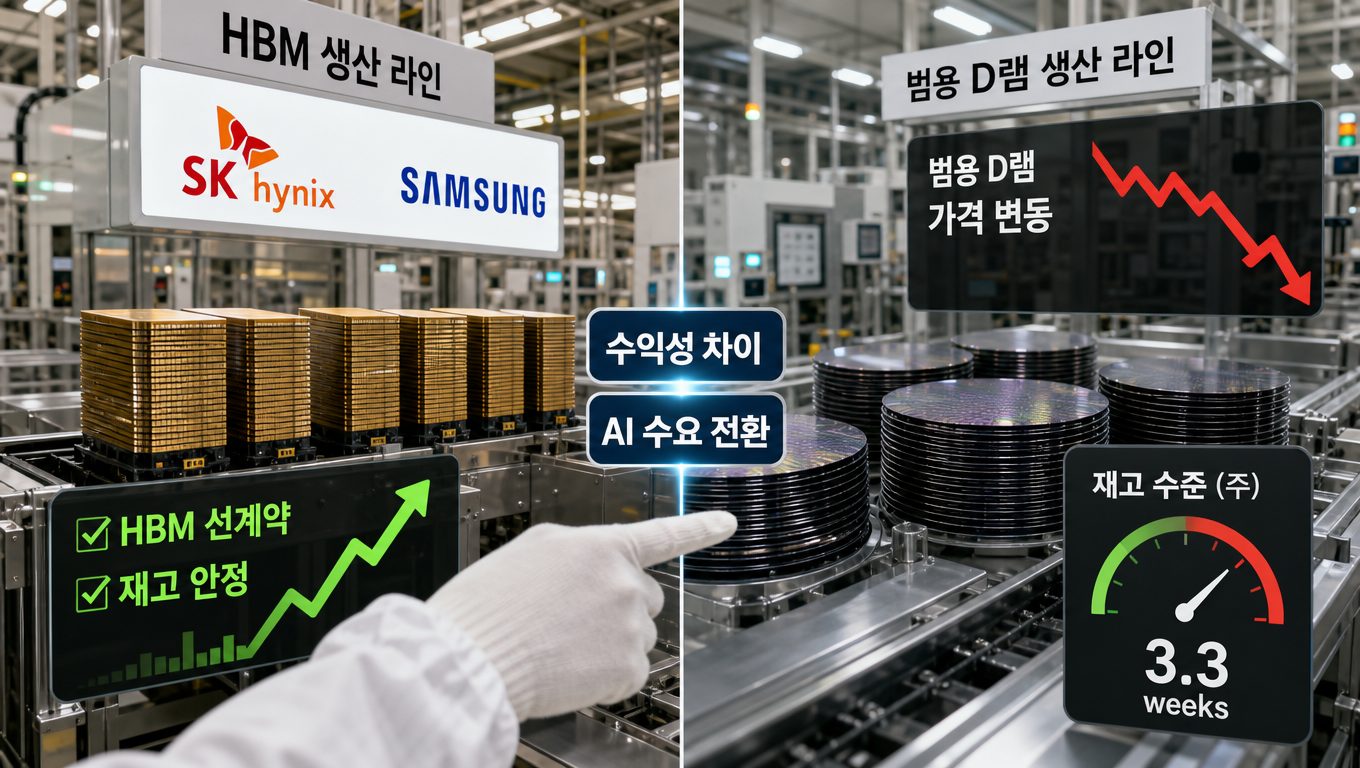 HBM과 범용 D램 재고 사이클 수익성 차이